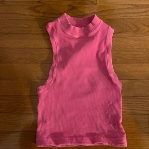Vibrant Pink Ribbed Sleeveless Crop Top